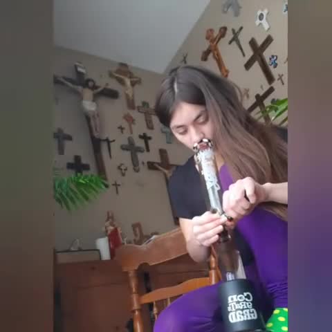 cute girl smoking bong